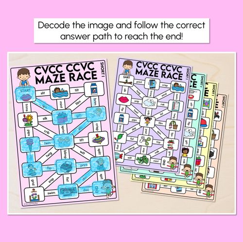 Resource preview 2 for CVCC CCVC Words Maze Race - CVCC I Words Mats