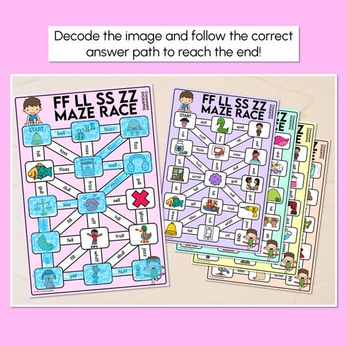 Resource preview 2 for Consonant Digraph LL SS FF ZZ Words Maze Race - LL SS FF ZZ Words Mats