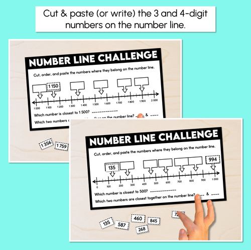 Resource preview 2 for Number Line Challenge Printables - 3-Digit & 4-Digit Numbers