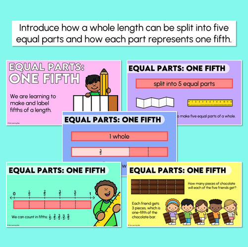 Resource preview 2 for Fractions - Fifths of a Length - Digital Slides