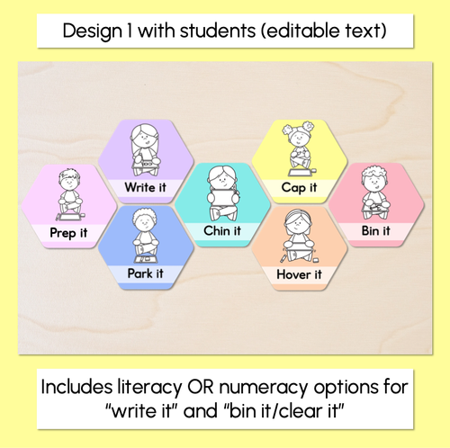 Resource preview 2 for Whiteboard Expectations - Editable Rainbow Hexagons - Instructional Signs