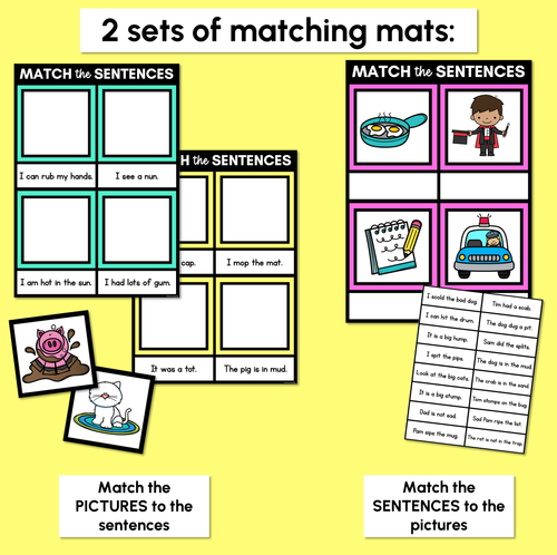 Resource preview 3 for CVC Word Decodable Sentences Mats - Read & Match Set 2 - CVC Words