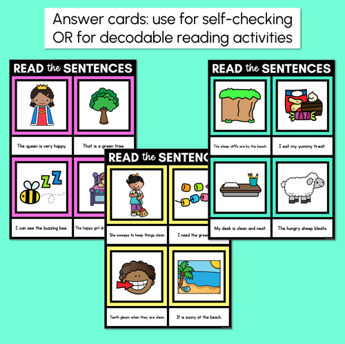 Resource preview 4 for Long Vowel E Decodable Sentences Mats - Read & Match