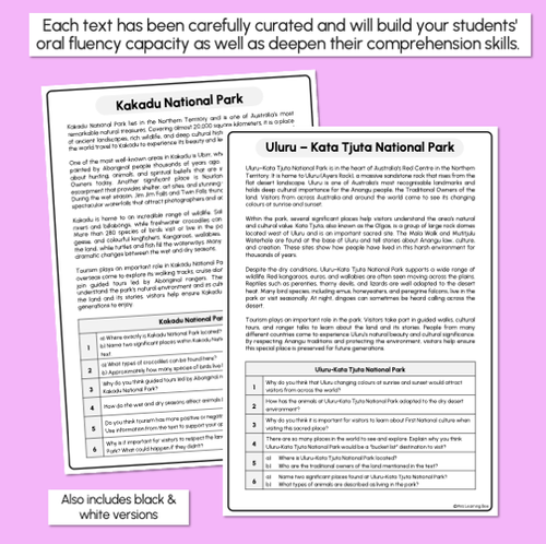 Resource preview 3 for Year 5 & 6 Fluency Texts & Comprehension Questions - Australia's Natural Landmarks