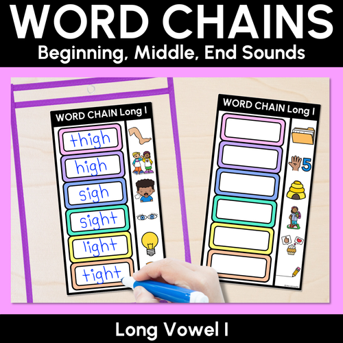 Resource preview 1 for Long Vowel I Word Chains for Beginning, Middle & End Sounds-Decodable Activities