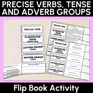 Precise Verbs, Tense & Adverb Groups - Flip Book Activity