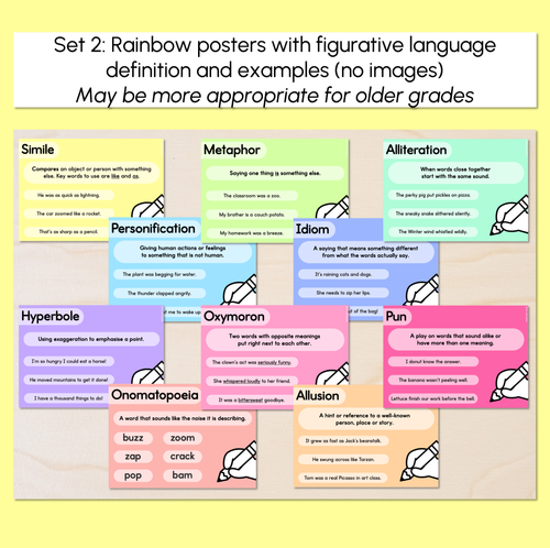 Resource preview 3 for Figurative Language Posters - Rainbow Classroom Decor