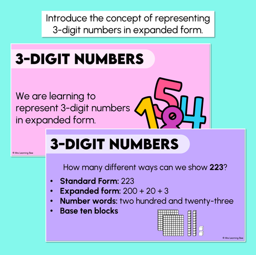 Resource preview 2 for Partitioning 3-Digit Numbers in Expanded Form - Teaching Slides