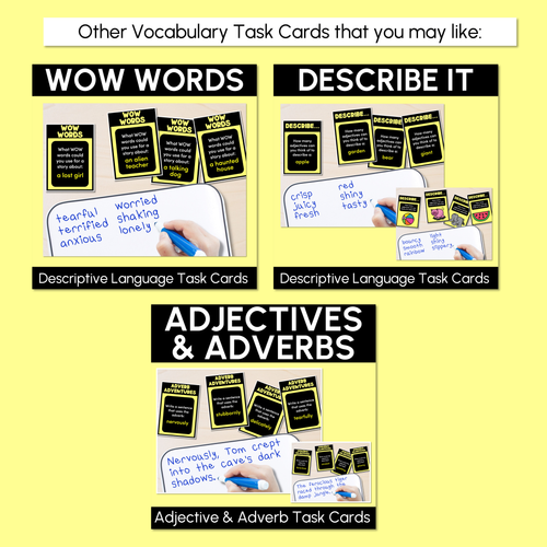 Resource preview 4 for Instead of SAID & WENT - Descriptive Language Task Cards - VCOP aligned