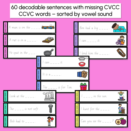 Resource preview 2 for CVCC CCVC Sentences - Trace the Sentence Task Cards - Missing Words