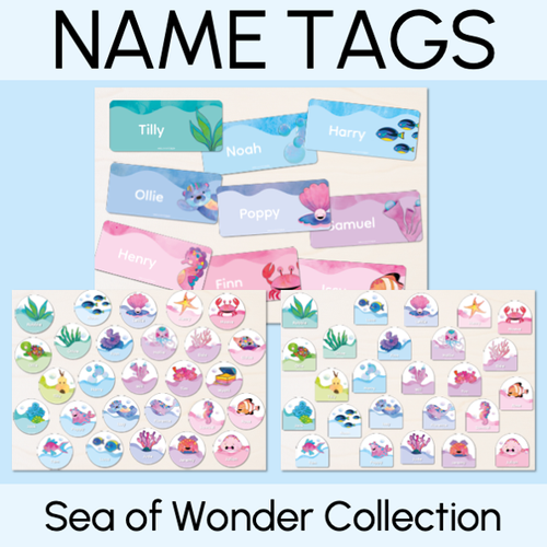 Resource preview 1 for Student Nametags - Sea of Wonder Collection - Calming Classroom Decor