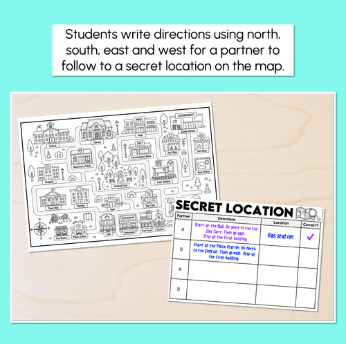 Resource preview 2 for Locating Landmarks Using Compass Directions - Secret Location Partner Activity