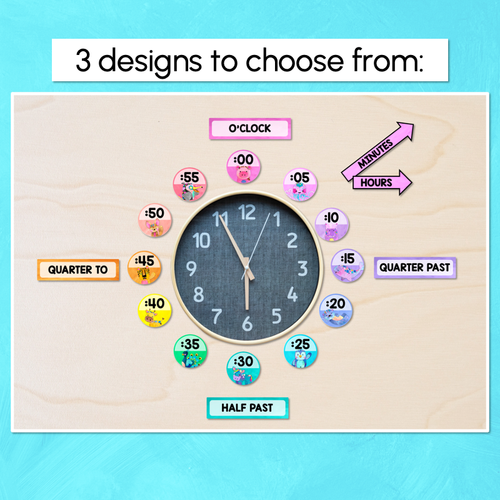 Resource preview 2 for Clock Display - Watercolour Rainbow - The Kutopia Collection