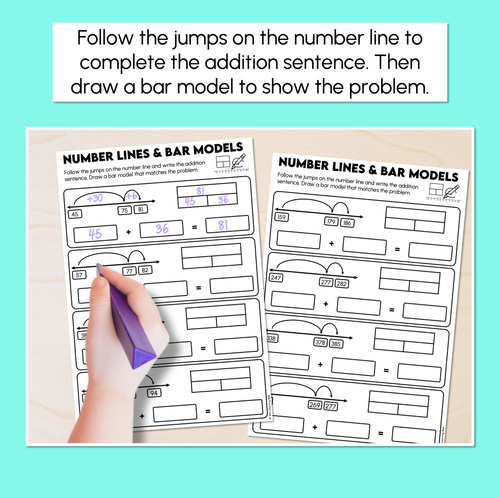 Resource preview 2 for Number Line & Bar Model - Addition Worksheets