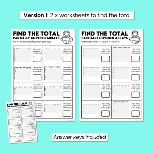 Resource preview 3 for Partially Covered Arrays - Find the Total Worksheets