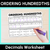 1 for Ordering Hundredths - Decimals Worksheet