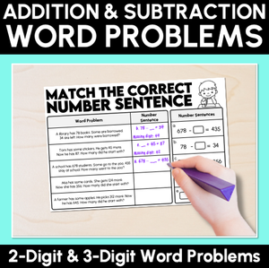 Addition & Subtraction Word Problems - 2-Digit & 3-Digit Word Problems Worksheets