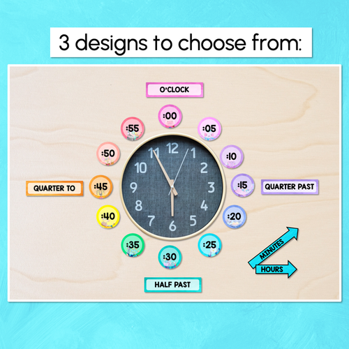 Resource preview 3 for Clock Display - Watercolour Rainbow - The Kutopia Collection