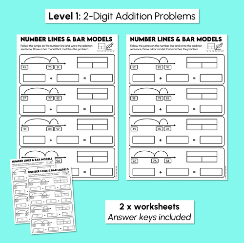 Resource preview 3 for Number Line & Bar Model - Addition Worksheets