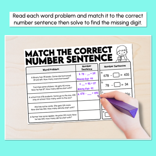 Resource preview 2 for Addition & Subtraction Word Problems - 2-Digit & 3-Digit Word Problems Worksheets