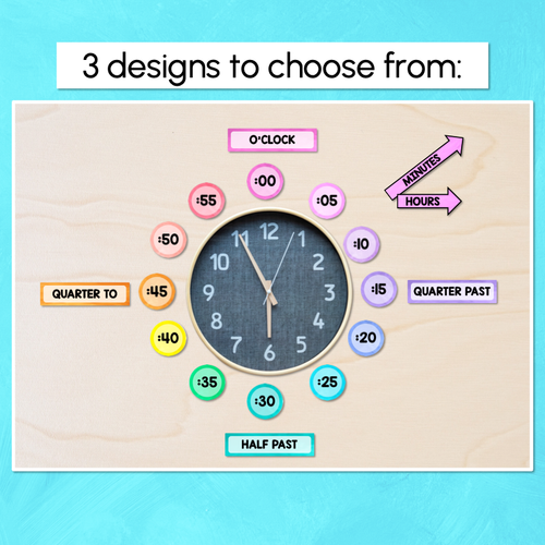 Resource preview 4 for Clock Display - Watercolour Rainbow - The Kutopia Collection