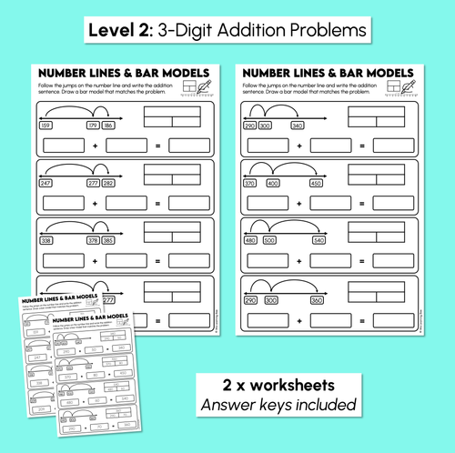 Resource preview 4 for Number Line & Bar Model - Addition Worksheets