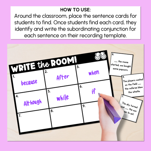 Resource preview 2 for Write the Room - Subordinating Conjunctions