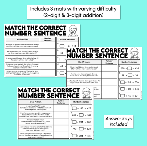 Resource preview 3 for Addition & Subtraction Word Problems - 2-Digit & 3-Digit Word Problems Worksheets