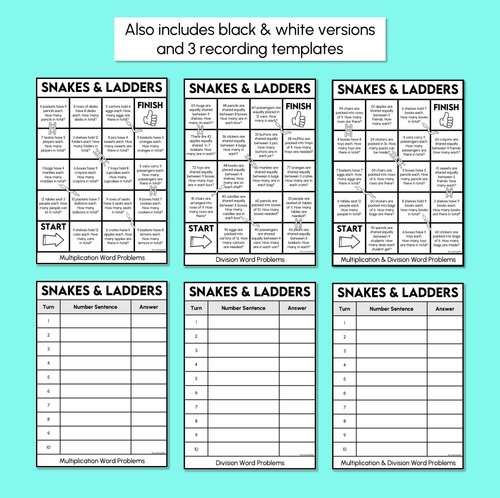Resource preview 4 for Word Problems in Multiplication and Division - Snakes and Ladders Game