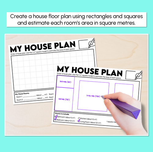 Resource preview 2 for My House Plan – Estimating Area in Square Metres Worksheets