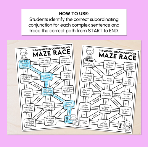 Resource preview 2 for Subordinating Conjunctions Maze Race