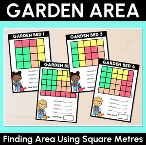 Garden Area – Finding Area Using Square Metres Task Cards