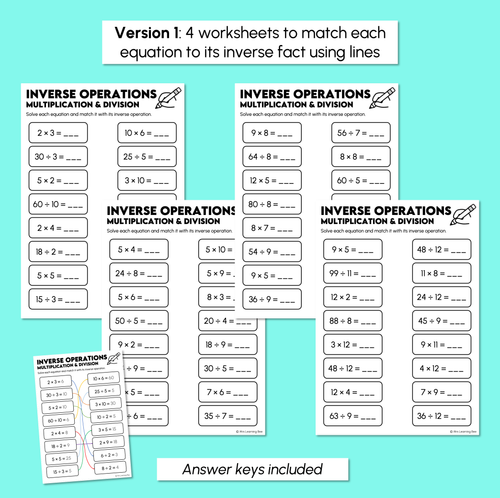 Resource preview 3 for Inverse Operations - Multiplication & Division Worksheets