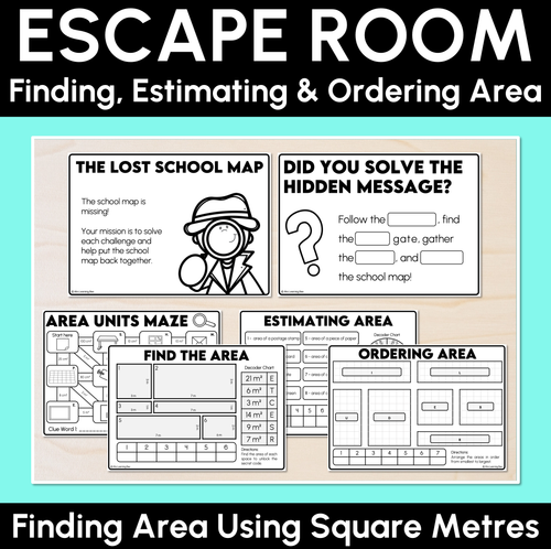 Resource preview 1 for Escape Room - Finding, Estimating & Ordering Area - Printables