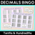 1 for Decimals Bingo - Tenths & Hundredths