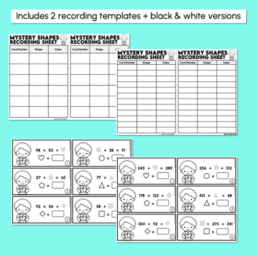 Resource preview 4 for Missing Numbers - 2-Digit & 3-Digit Numbers - Addition & Subtraction Task Cards
