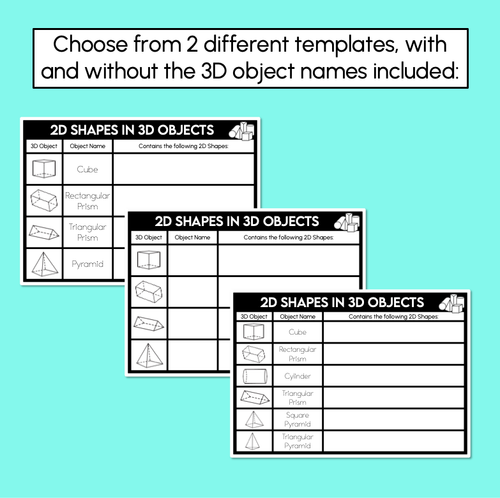Resource preview 2 for 2D Shapes in 3D Objects – Student Template