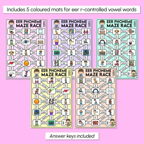 Resource preview 3 for R-Controlled EER Words Maze Race - R-Controlled Vowel EER Words Mats