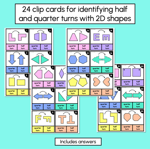 Resource preview 2 for 2D Shape Clip Cards - Half & Quarter Turns