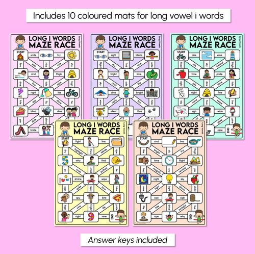 Resource preview 3 for Long Vowel I Words Maze Race - Long Vowel I Words Mats