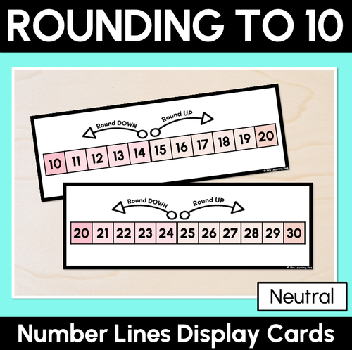 Resource preview 1 for Rounding to Nearest Ten - Number Lines Display Cards & Desk Companions (Neutral)