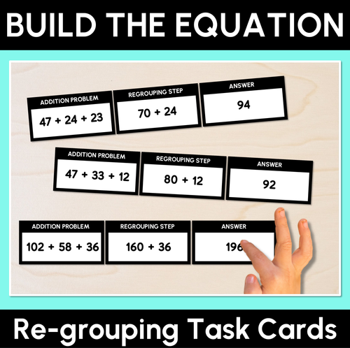 Resource preview 1 for Build the Equation - Regrouping Task Cards