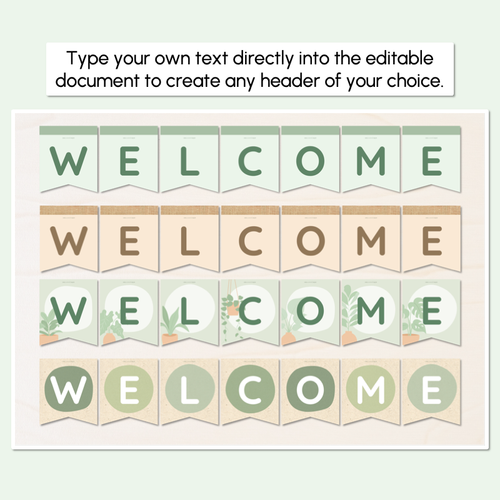 Resource preview 4 for Editable Bunting - The Greenhouse Collection - Natural Classroom Decor