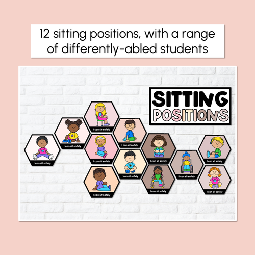 Resource preview 2 for Inclusive Sitting Posters & Display - Hexagonal Neutral Design