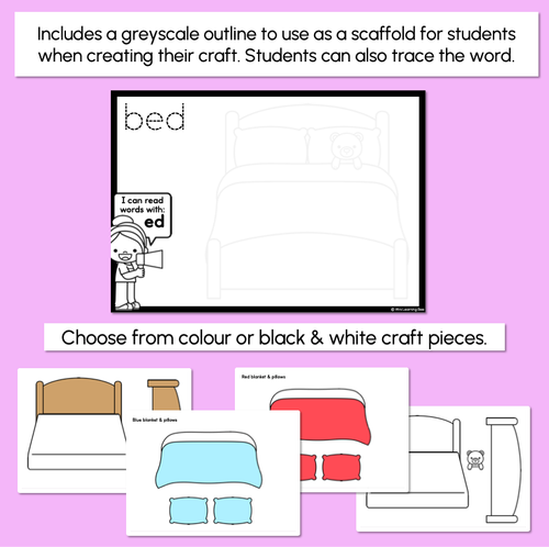 Resource preview 2 for CVC Word Crafts - ED Words - Build a BED