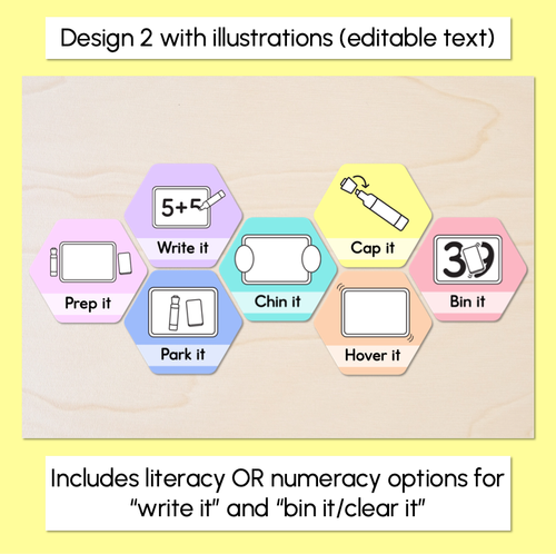 Resource preview 3 for Whiteboard Expectations - Editable Rainbow Hexagons - Instructional Signs