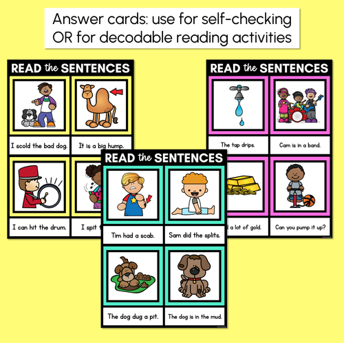 Resource preview 4 for CVC Word Decodable Sentences Mats - Read & Match Set 2 - CVC Words