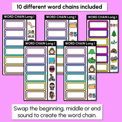 Resource preview 2 for Long Vowel I Word Chains for Beginning, Middle & End Sounds-Decodable Activities