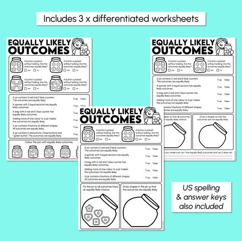 Resource preview 3 for Equally Likely Outcomes - Chance Worksheets