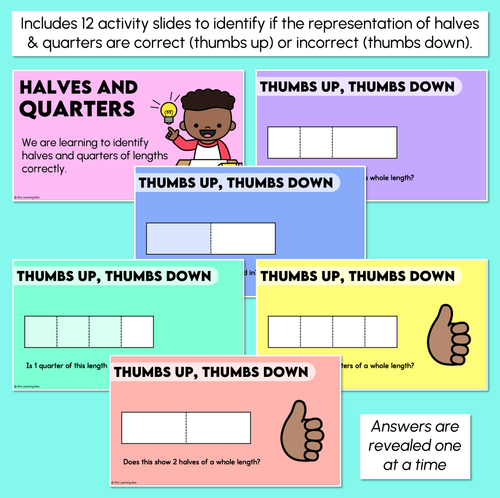 Resource preview 2 for Halves & Quarters of Length - Correct or Incorrect Activity Slides